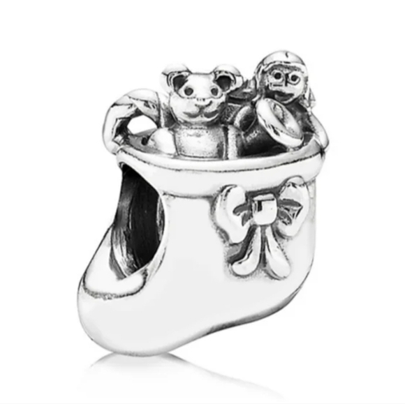 Authentic Pandora Christmas Stocking Bead Charm Sterling - Picture 1 of 9